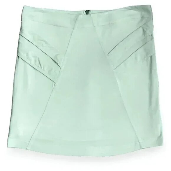 NWT BCBG Green Jersey Stretch Knit Pencil Bodycon Chevron Pull On Mini Skirt S - Picture 2 of 4